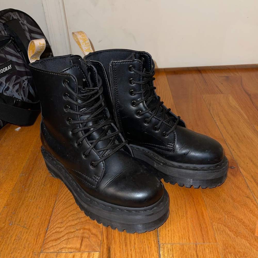 All black platform Doc Martens